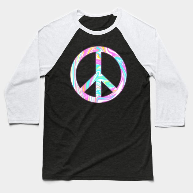 PSYCHEDELIC PEACE SYMBOL Baseball T-Shirt by SquareClub